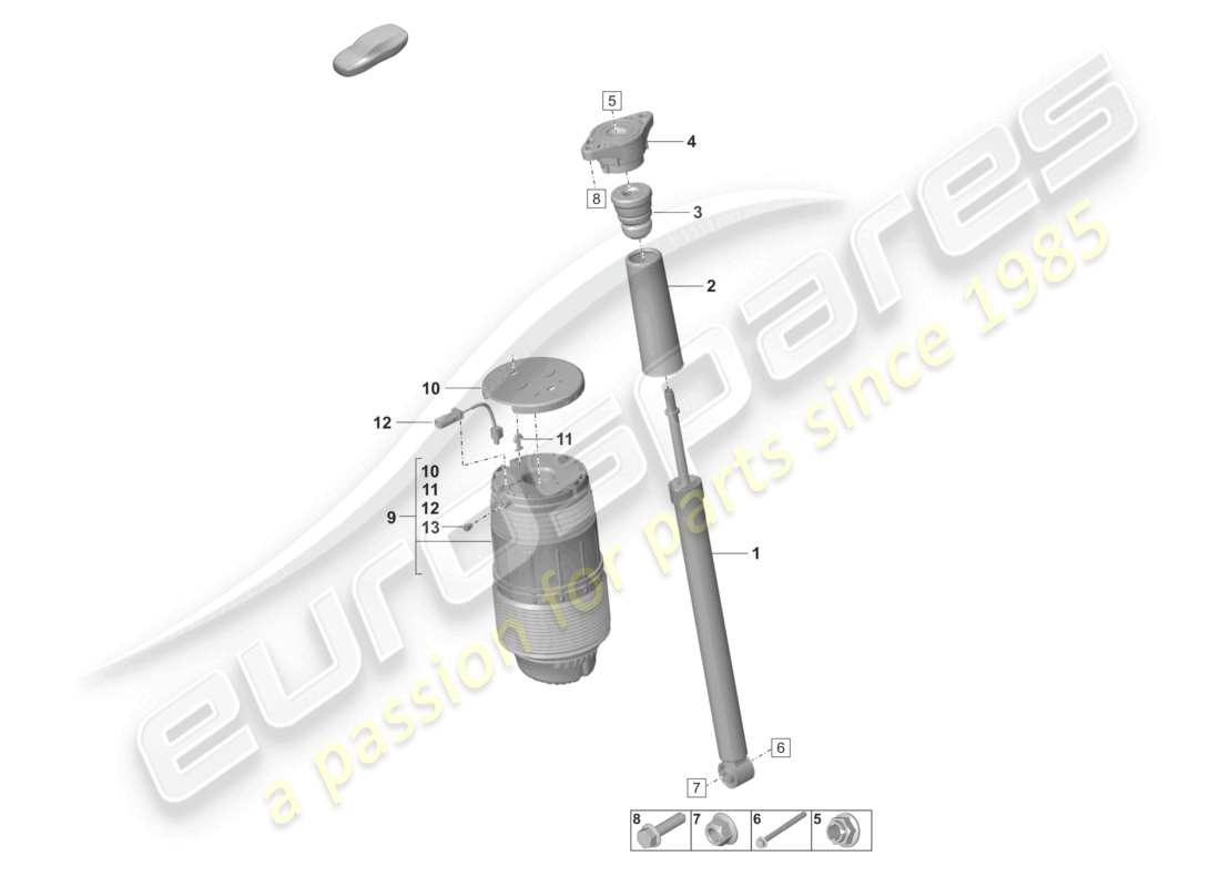 porsche 2021 (panamera 971-2) sospensione pneumatica ammortizzatori diagramma delle parti