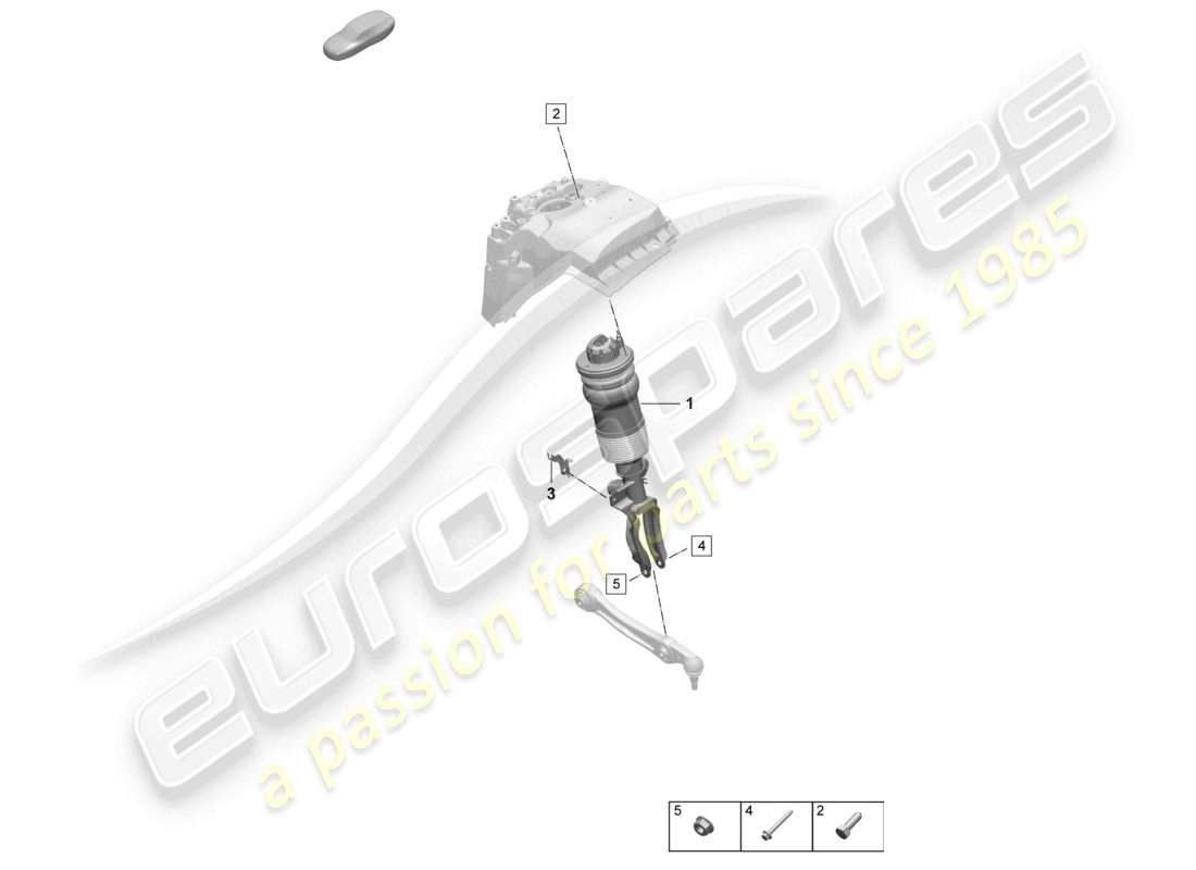 porsche 2025 (macan-e) schema completo delle parti del montante della sospensione pneumatica