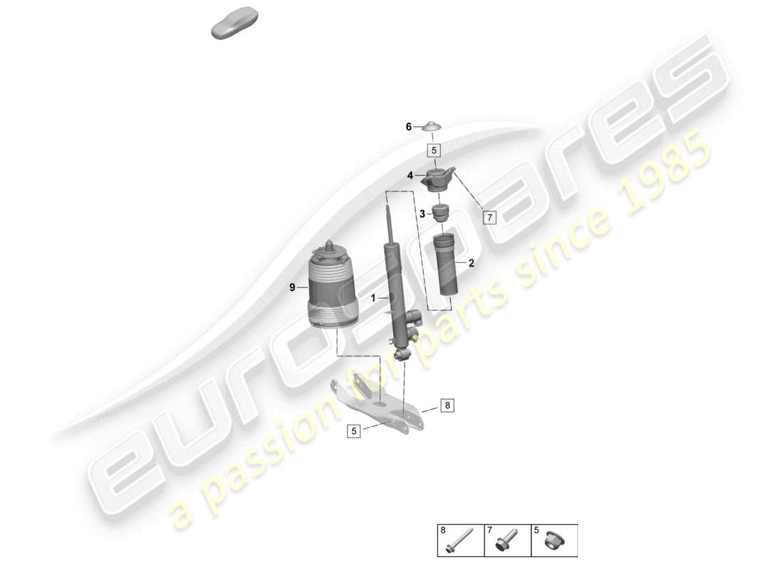 porsche 2025 (macan-e) schema delle parti della molla pneumatica dell'ammortizzatore delle vibrazioni delle sospensioni pneumatiche