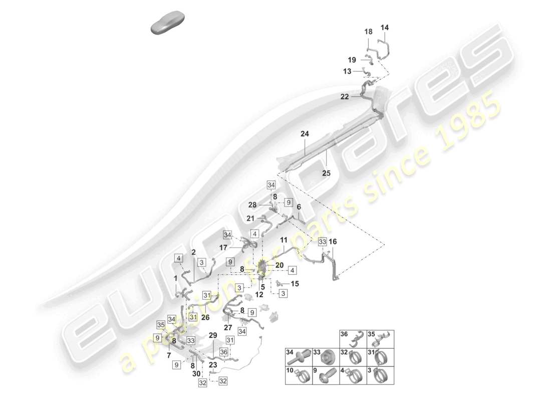 porsche 2022 (taycan 9j1-1) tubo del refrigerante diagramma delle parti