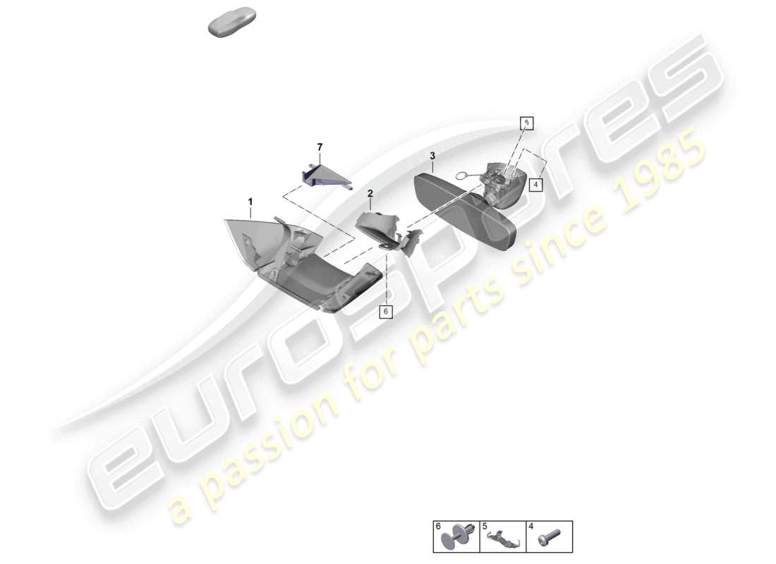 porsche 2025 (panamera 976) schema delle parti degli accessori dello specchietto retrovisore interno