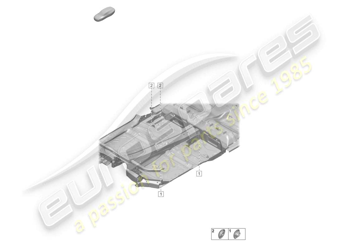 porsche 2020 (taycan 9j1-1) diagramma delle parti interne del sottoscocca