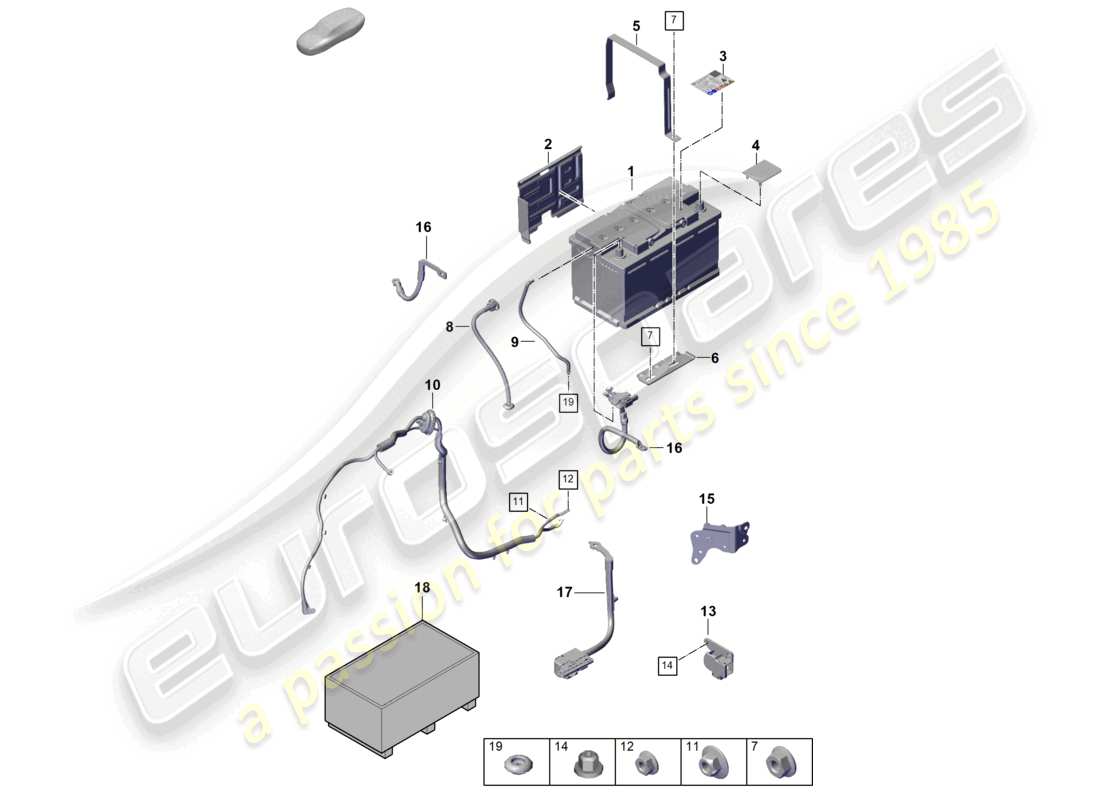 porsche 2025 (cayenne e3 pa) batteria diagramma delle parti