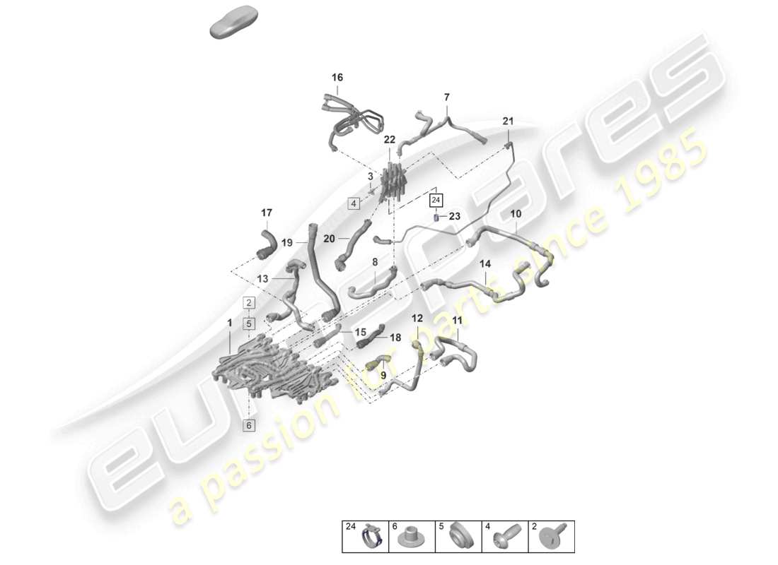porsche 2023 (taycan 9j1-1) tubo refrigerante d - mj 2021>> diagramma delle parti