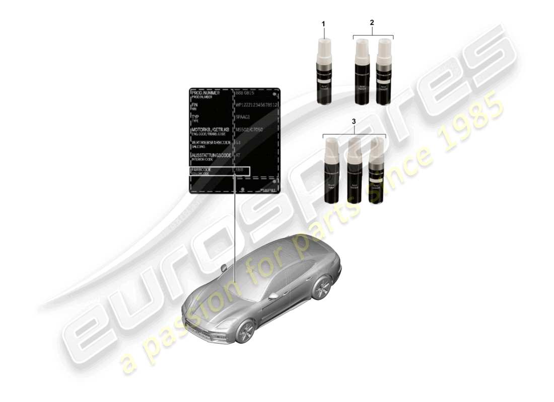 porsche 2026 (panamera 976) applicatore per ritocchi di vernice diagramma delle parti delle vernici