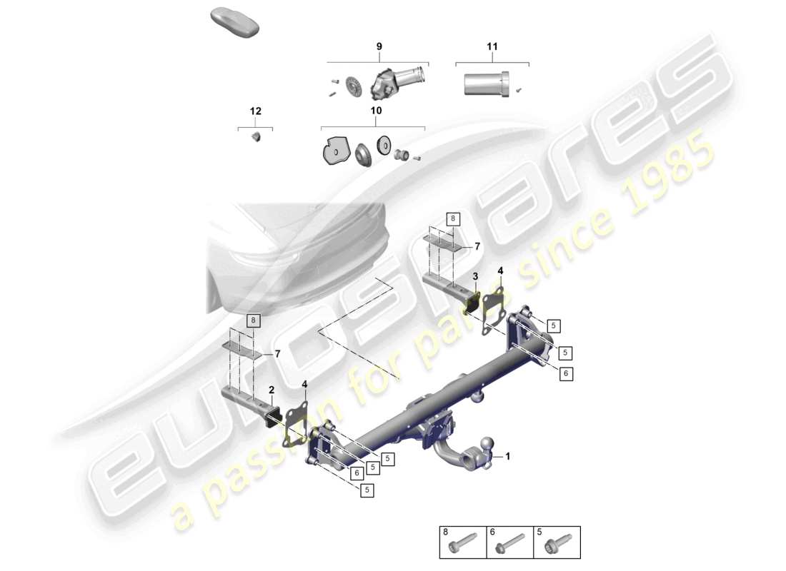 porsche 2025 (panamera 976) diagramma delle parti del gancio di traino