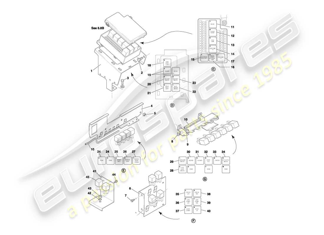 aston martin db7 vantage (2001) relè, vin 300556 sul diagramma delle parti