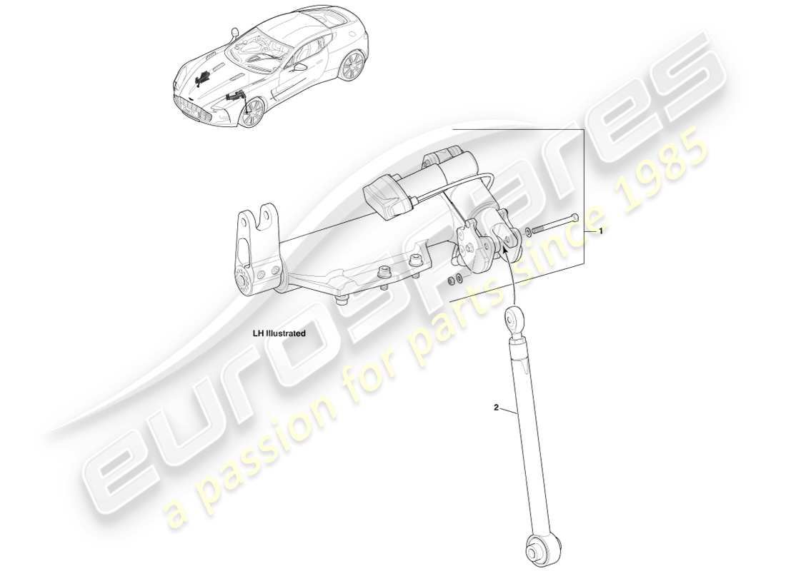 aston martin one-77 (2011) sistema di altezza di marcia regolabile, diagramma della parte anteriore
