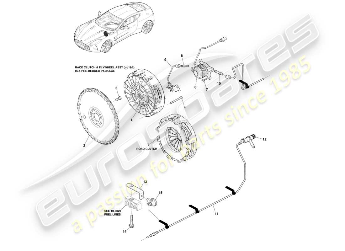 aston martin one-77 (2011) sistema di frizione diagramma delle parti