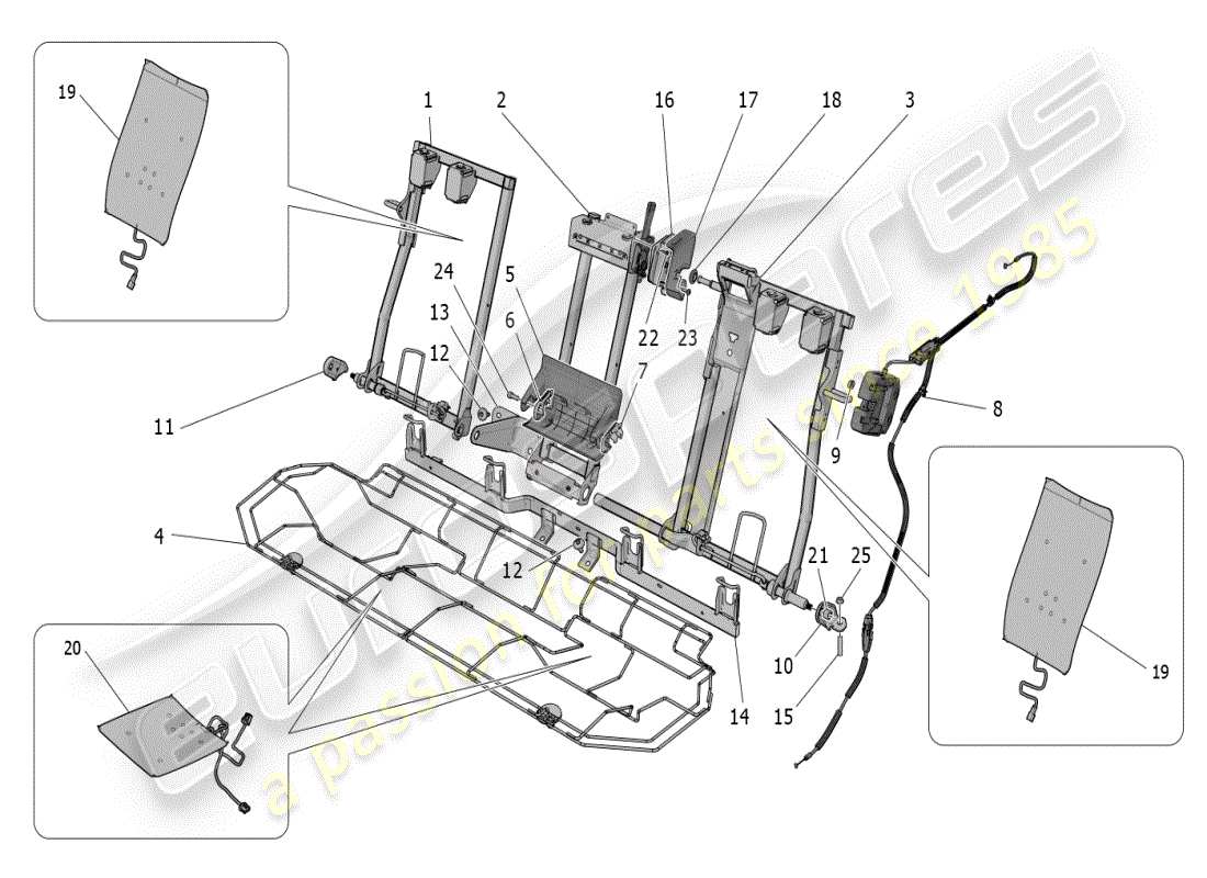 maserati grecale modena (2023) sedili posteriori: meccanica ed elettronica schema delle parti