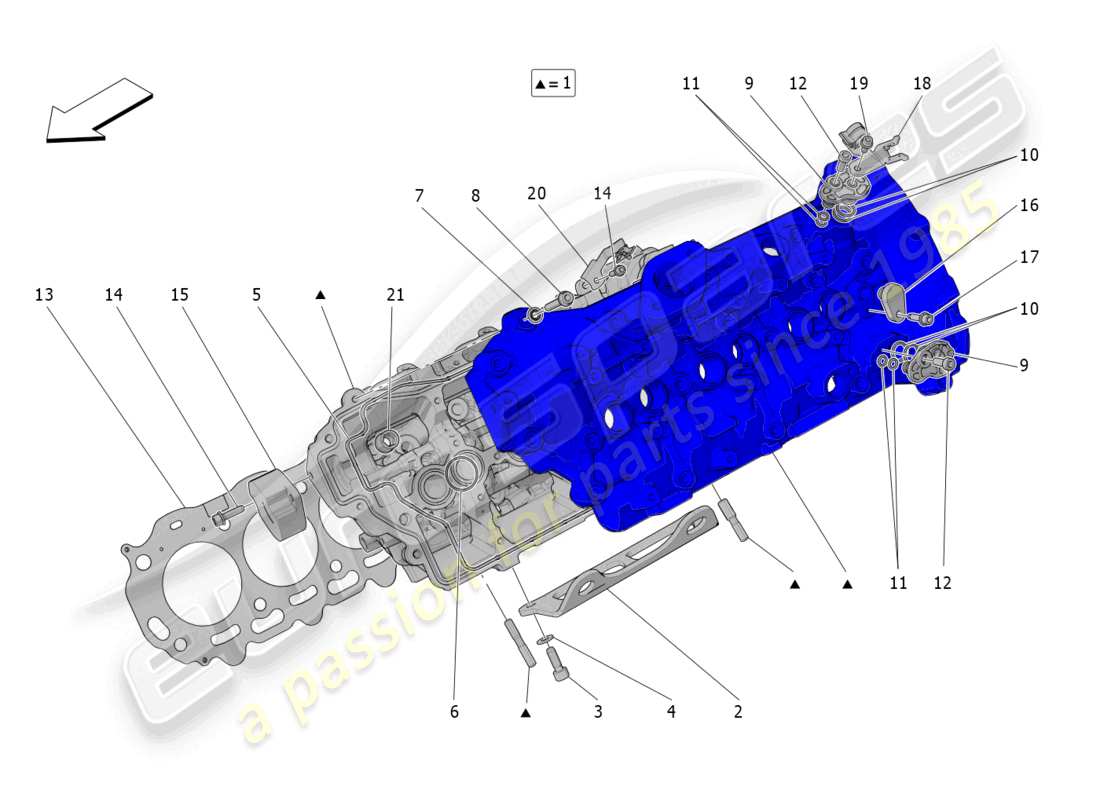 maserati mc20 (2022) testata cilindro sinistra diagramma delle parti