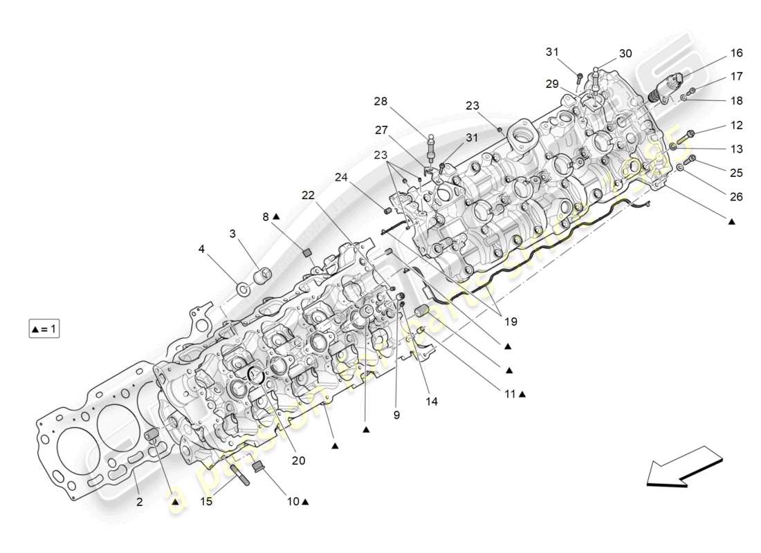 maserati levante modena s (2022) testata cilindro sinistra diagramma delle parti