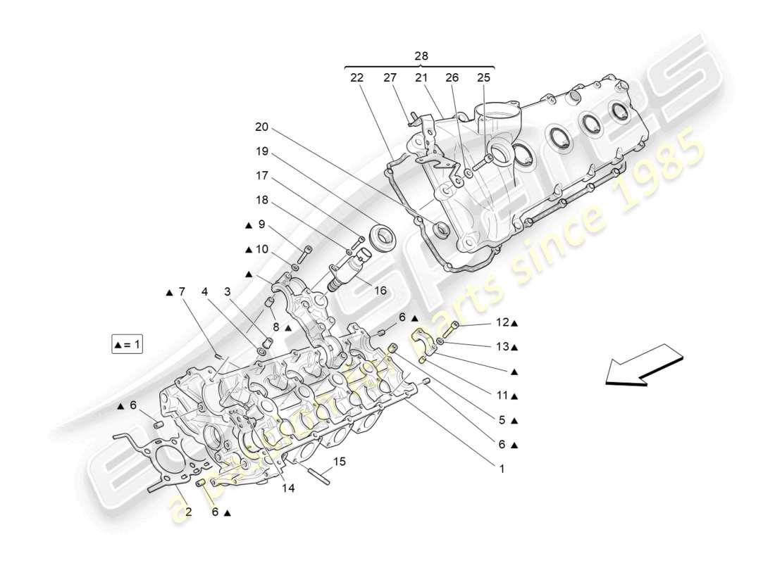 maserati grancabrio mc (2013) diagramma delle parti della testata del cilindro sinistra