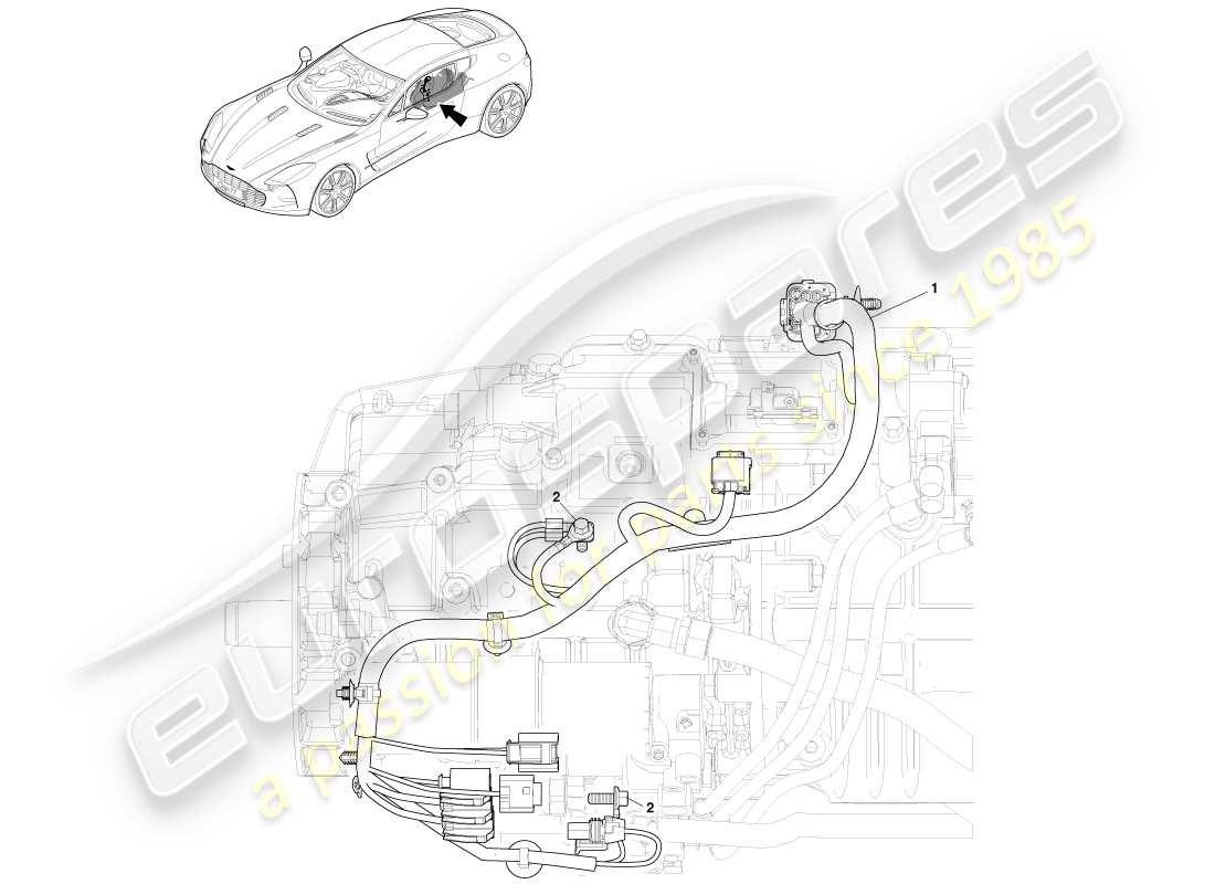 aston martin one-77 (2011) cablaggio di trasmissione diagramma delle parti