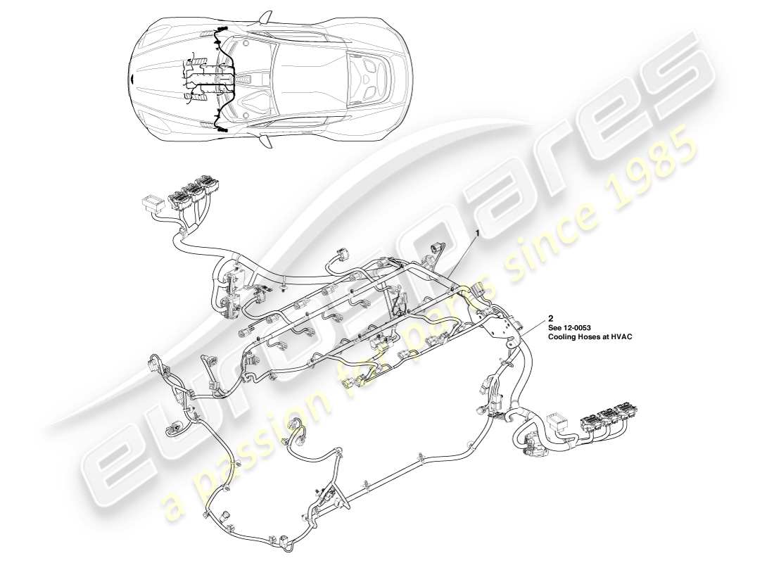 aston martin one-77 (2011) cablaggio del motore diagramma delle parti