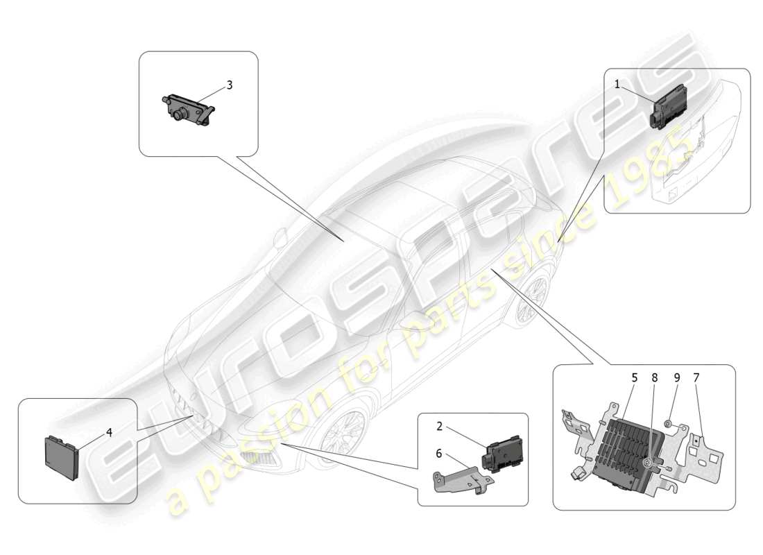 maserati grecale trofeo (2023) sistema di assistenza alla guida diagramma delle parti