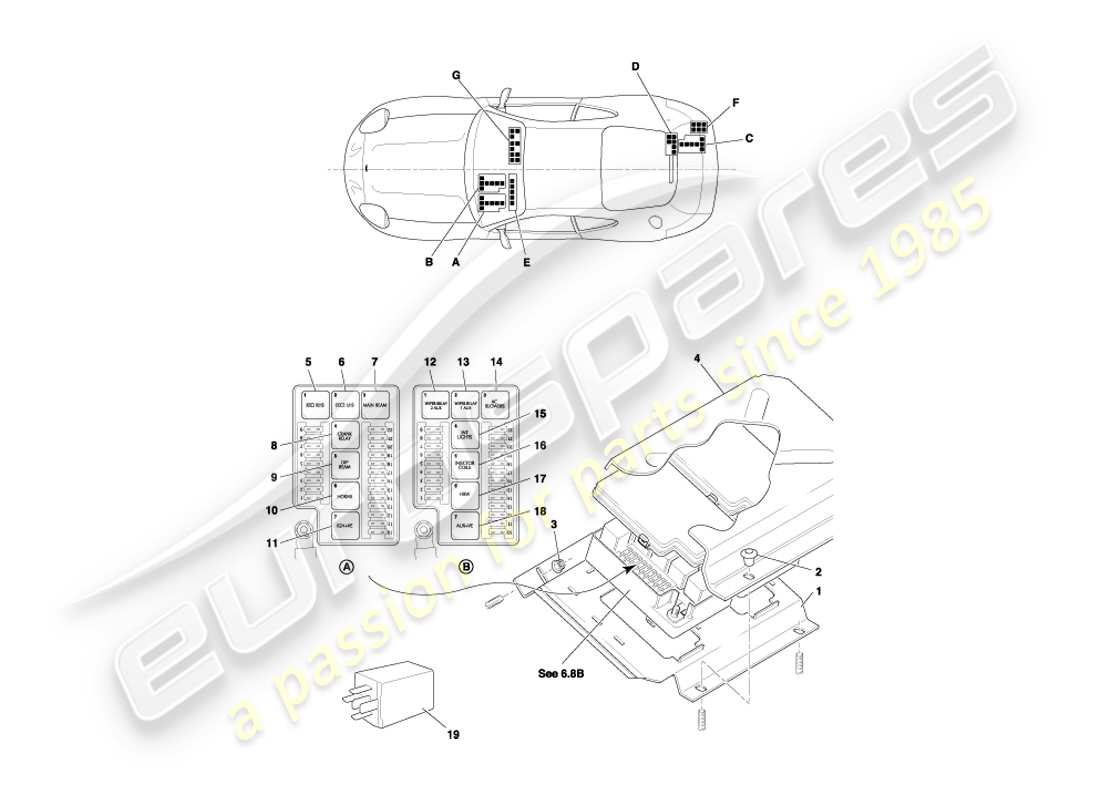 aston martin db7 vantage (2000) relè, vin 300556 sul diagramma delle parti