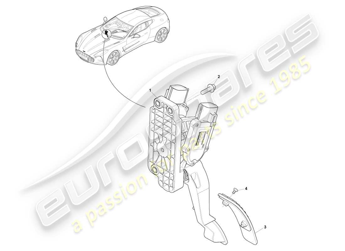 aston martin one-77 (2011) controllo dell'acceleratore diagramma delle parti