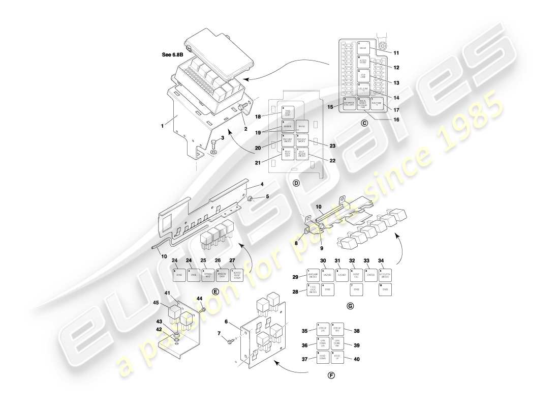 aston martin db7 vantage (2004) relè, diagramma delle parti vin 300556on