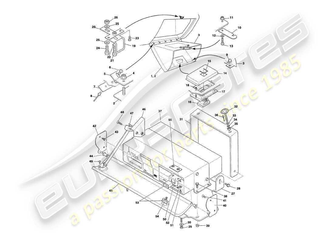 aston martin v8 volante (1997) diagramma delle parti di fascia e rivestimento