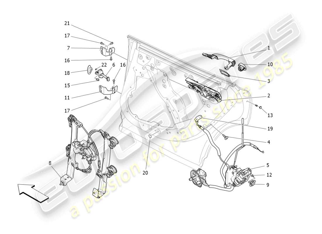 maserati levante zenga (2020) porte posteriori: meccanismi diagramma delle parti