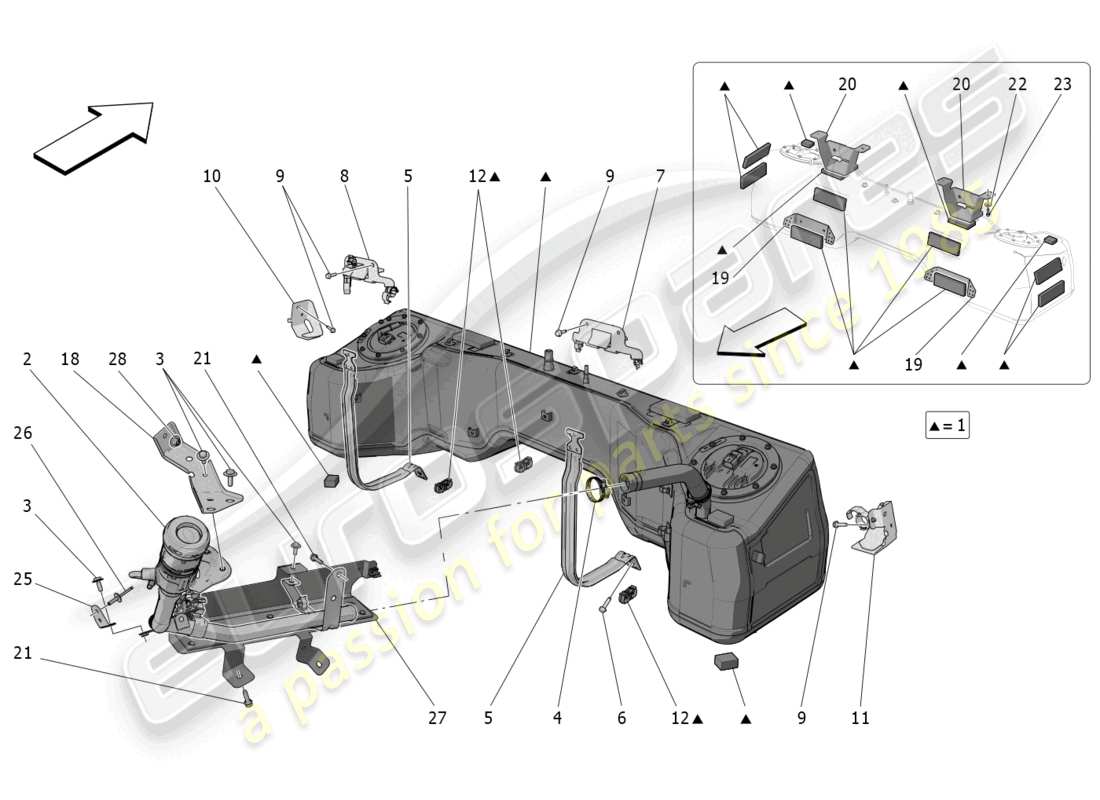 maserati mc20 cielo (2023) serbatoio di carburante diagramma delle parti