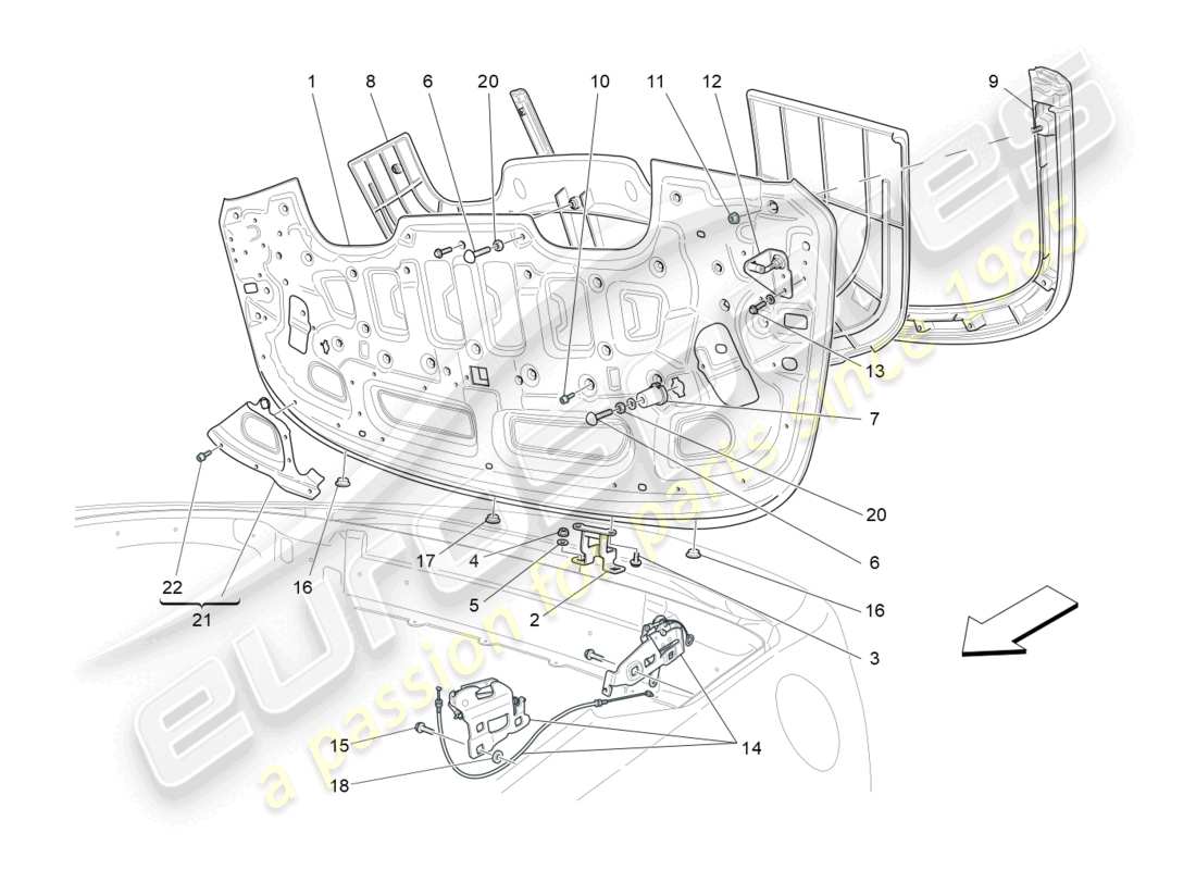 maserati grancabrio mc (2013) capote elettrica: copre il diagramma delle parti