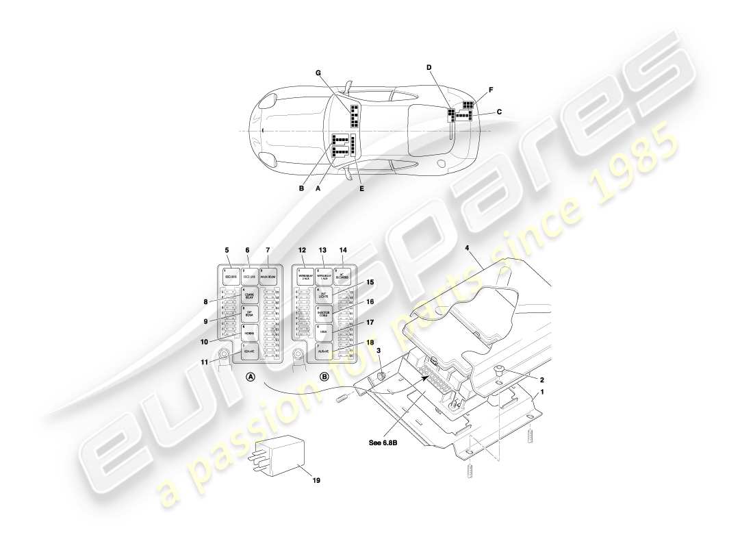 aston martin db7 vantage (1999) relè, vin 300556 sul diagramma delle parti