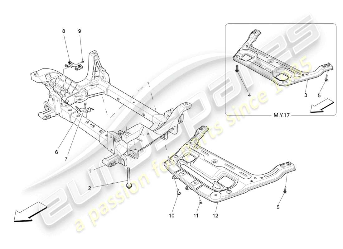 maserati levante zenga (2020) schema delle parti del sottotelaio anteriore