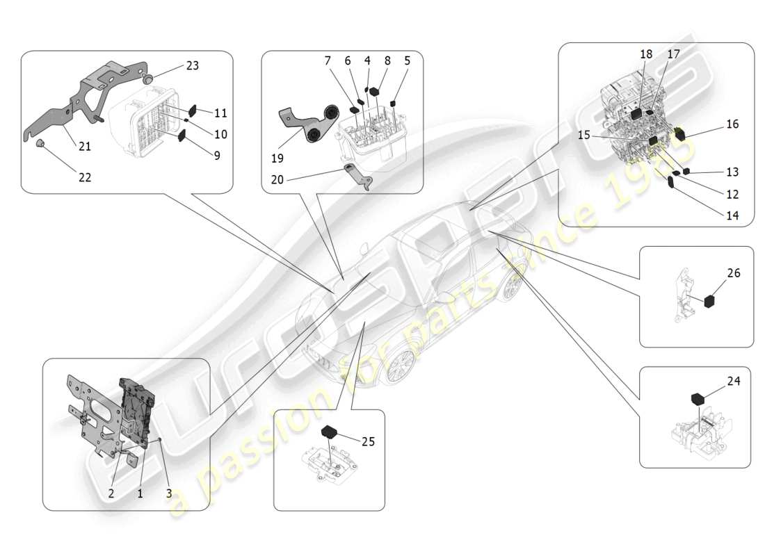maserati grecale trofeo (2023) rele', fusibili e scatole diagramma delle parti