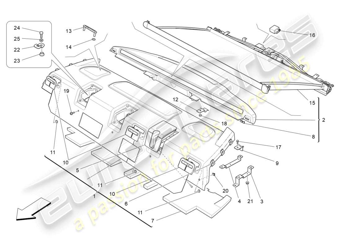 maserati quattroporte (2018) ripiano posteriore diagramma delle parti