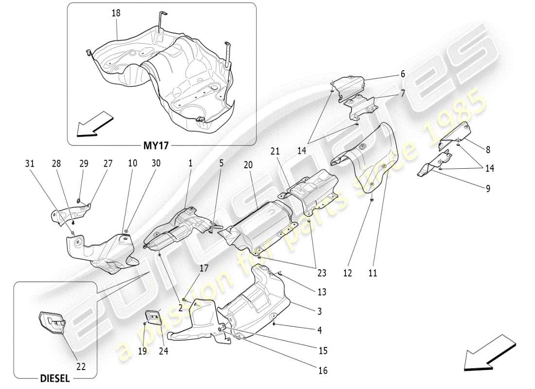 maserati ghibli (2019) pannelli termoisolanti schema particolare