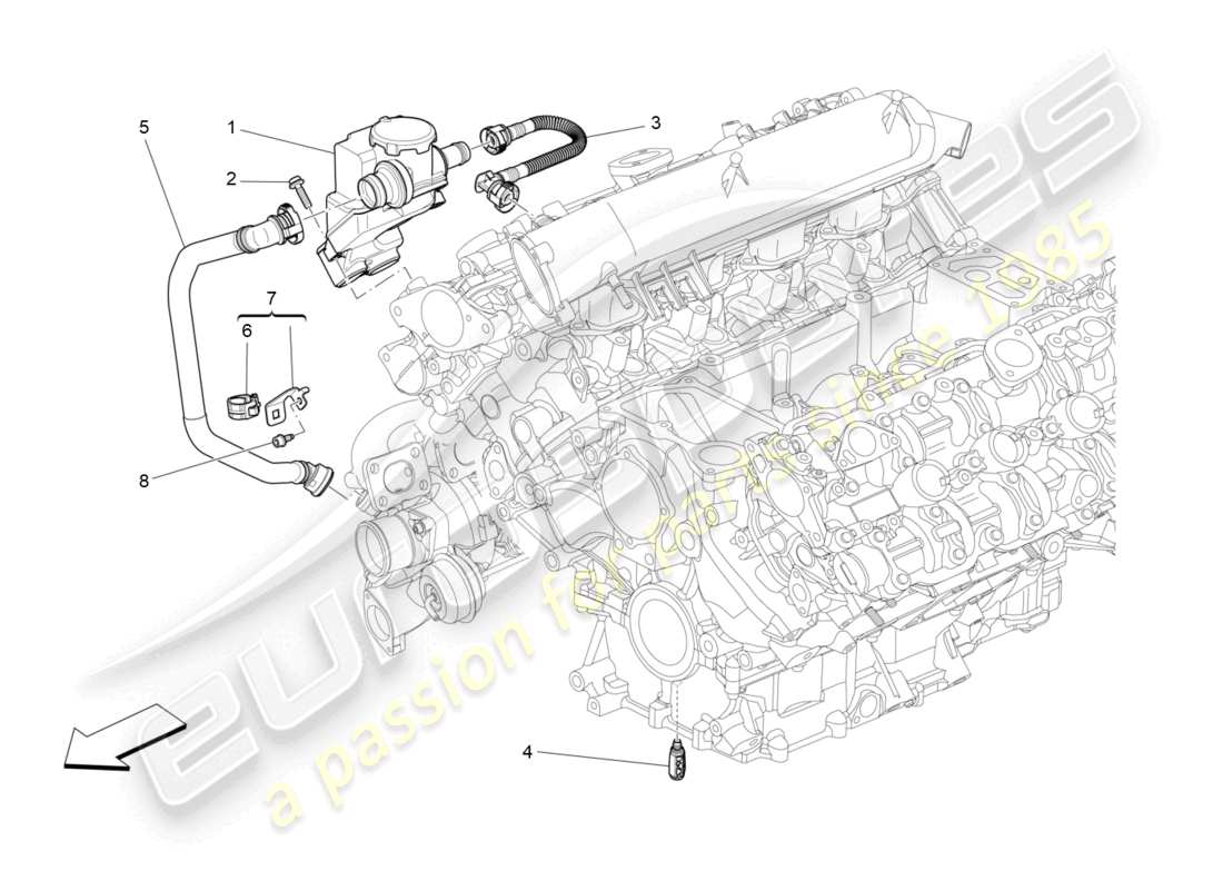 maserati levante modena s (2022) sistema di ricircolo dei vapori d'olio diagramma delle parti