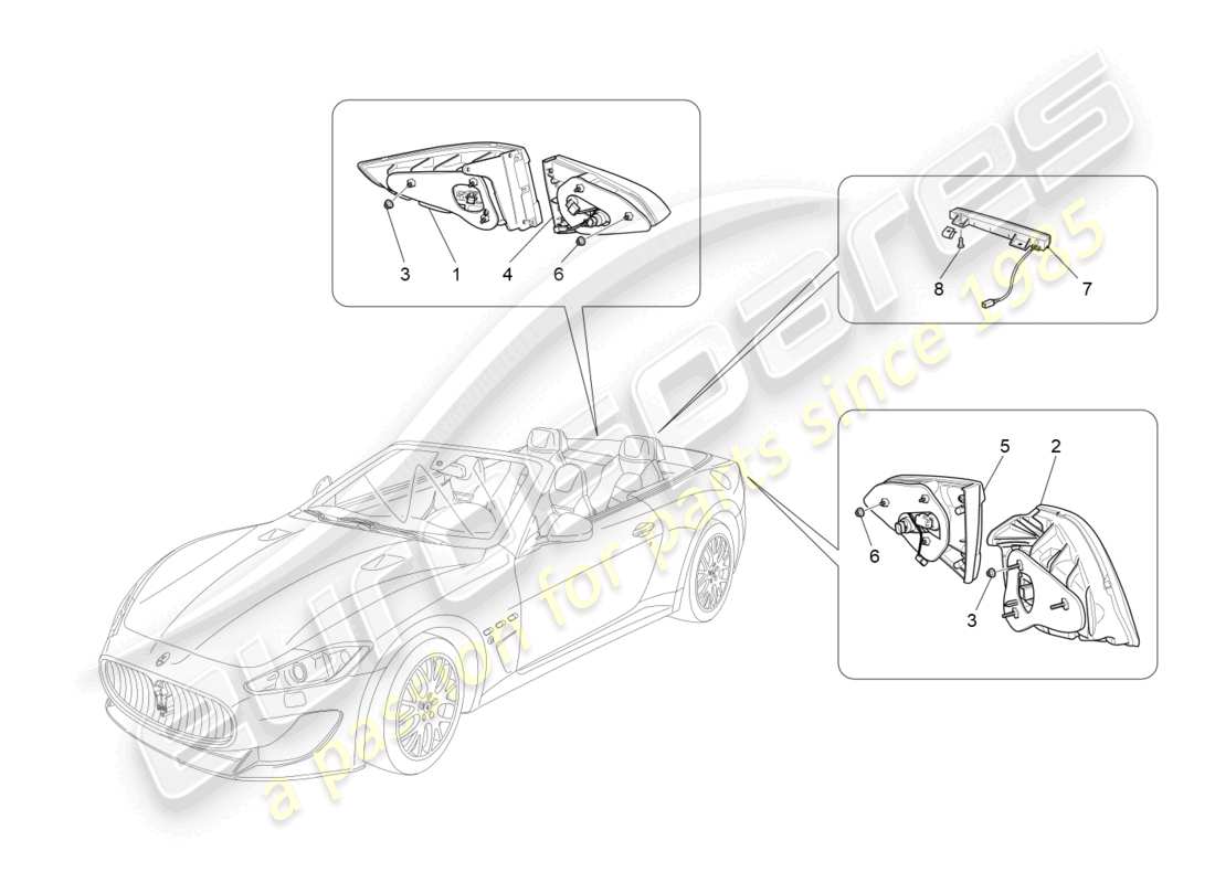 maserati grancabrio mc (2013) gruppi fanali posteriori diagramma delle parti