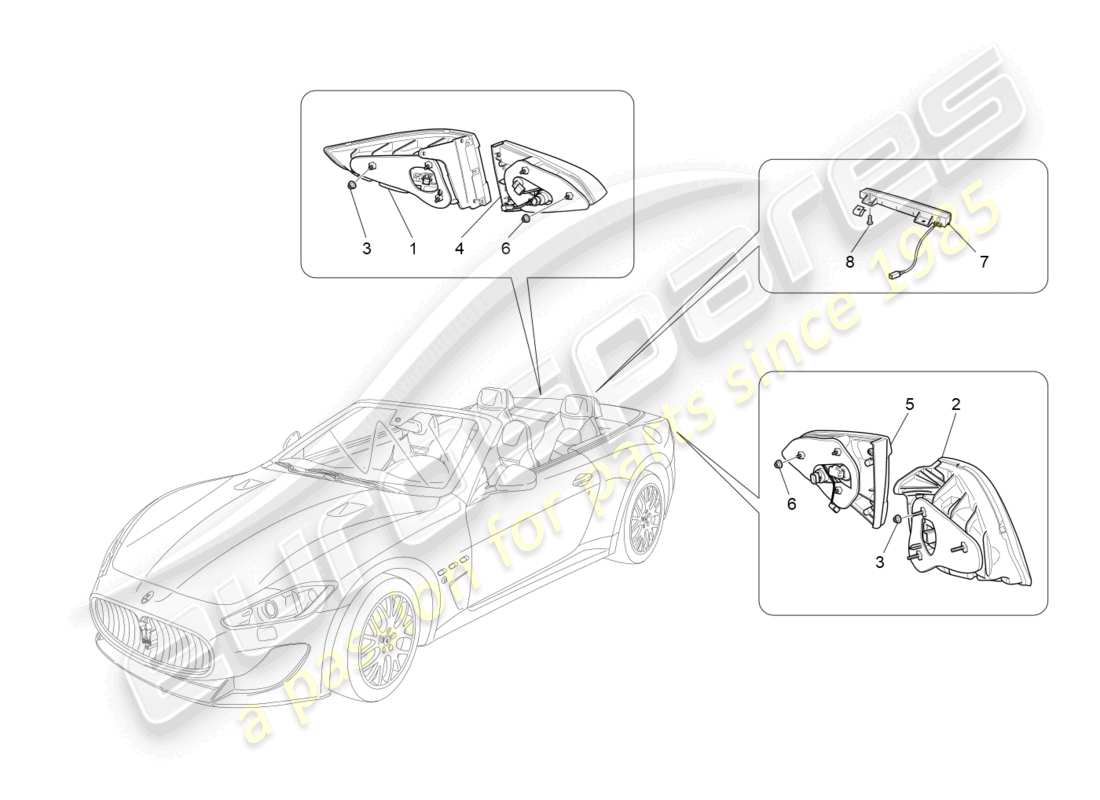 maserati grancabrio mc (2013) diagramma delle parti dei gruppi ottici posteriori