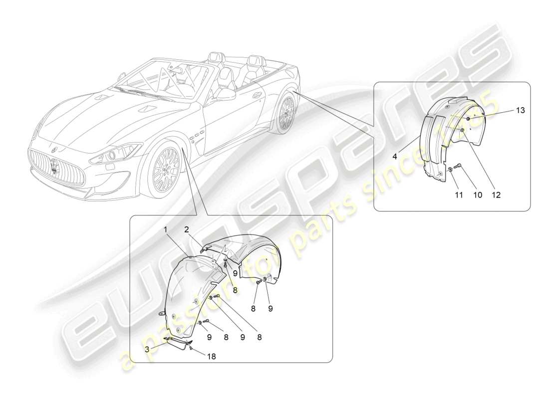 maserati grancabrio mc (2013) diagramma delle parti della timoneria e dei coperchi