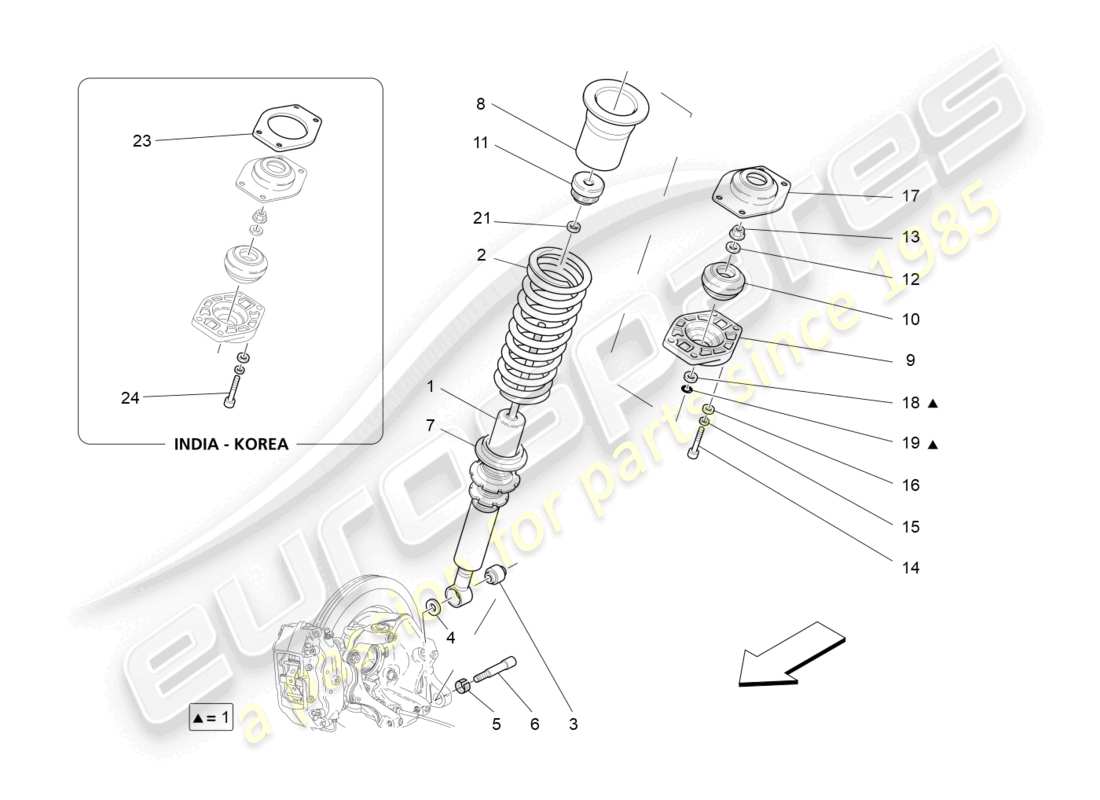 maserati grancabrio mc (2013) schema delle parti dei dispositivi ammortizzatore posteriore