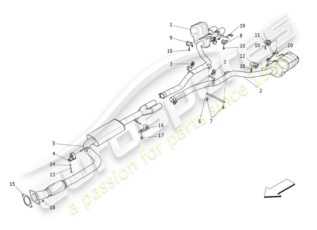 maserati ghibli fragment (2022) silenziatori diagramma delle parti
