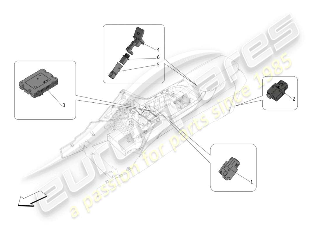maserati grecale trofeo (2023) diagramma delle parti dei dispositivi della console centrale