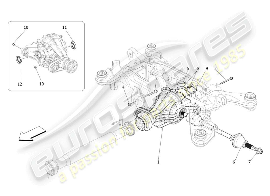 maserati levante zenga (2020) diagramma delle parti del differenziale e dei semiassi posteriori