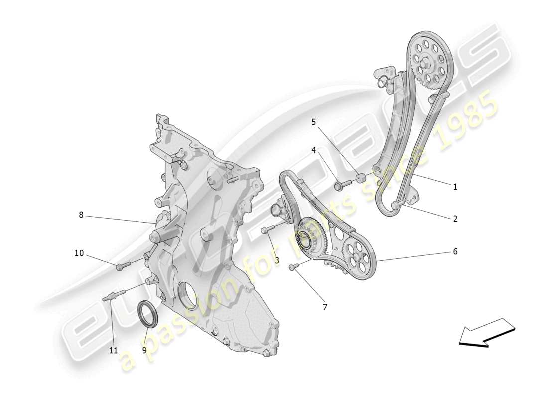 maserati grecale gt (2023) diagramma delle parti di temporizzazione