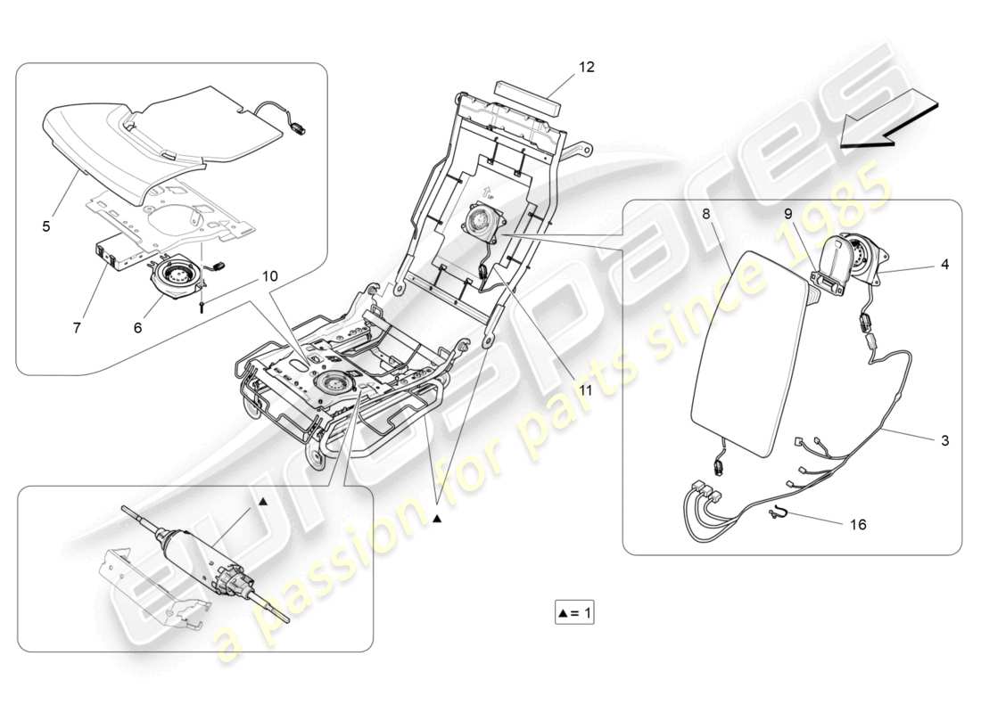 maserati quattroporte (2018) sedili posteriori: meccanica ed elettronica schema delle parti