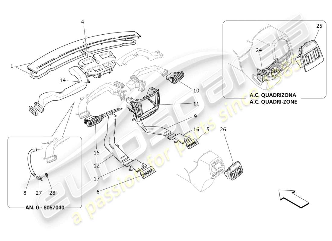 maserati levante (2020) condizionatore: diffusione diagramma delle parti