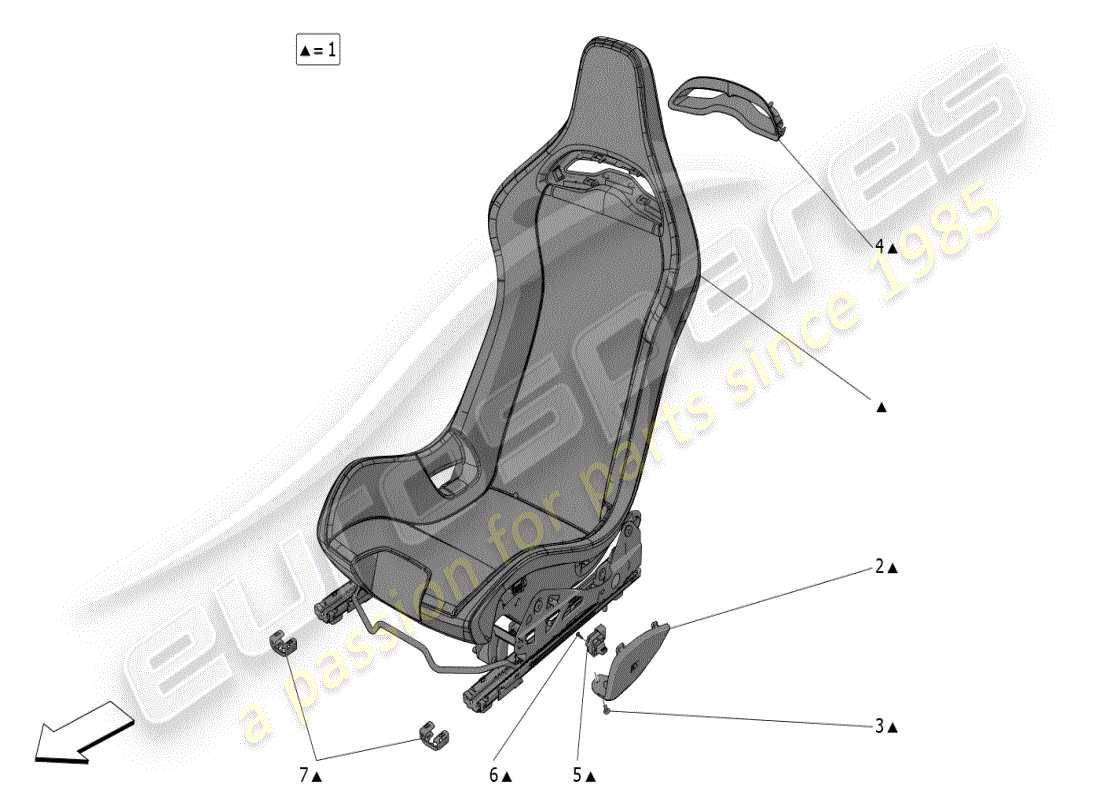 maserati mc20 (2024) sedili: pannelli di rivestimento diagramma delle parti