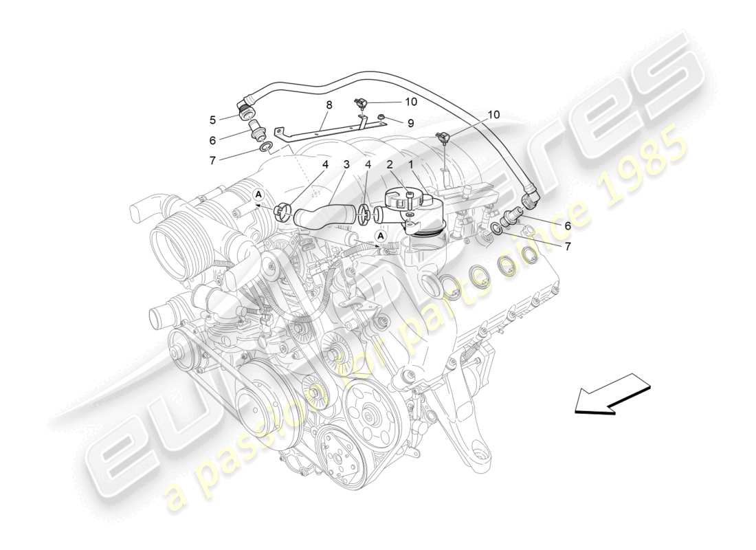 maserati granturismo mc stradale (2011) sistema di ricircolo dei vapori d'olio diagramma delle parti