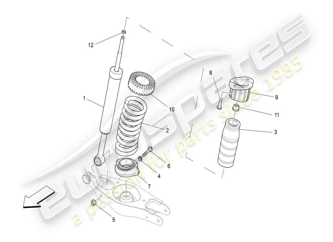 maserati ghibli (2019) schema delle parti dei dispositivi ammortizzatore posteriore