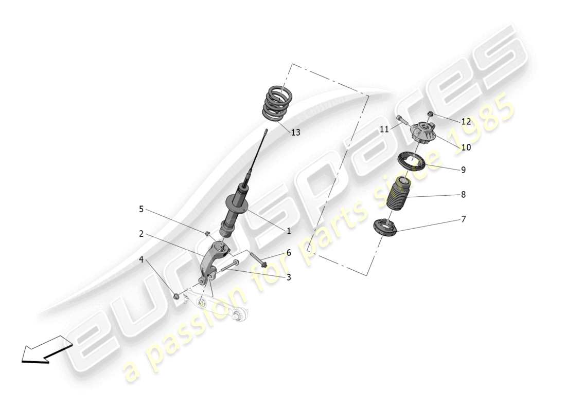 maserati mc20 (2023) dispositivi ammortizzatori posteriori diagramma delle parti