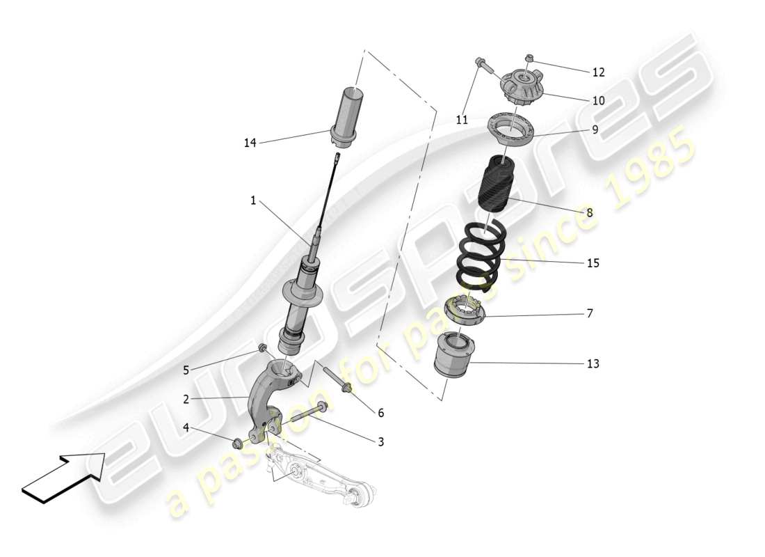 maserati mc20 (2023) dispositivi ammortizzatori anteriori diagramma delle parti
