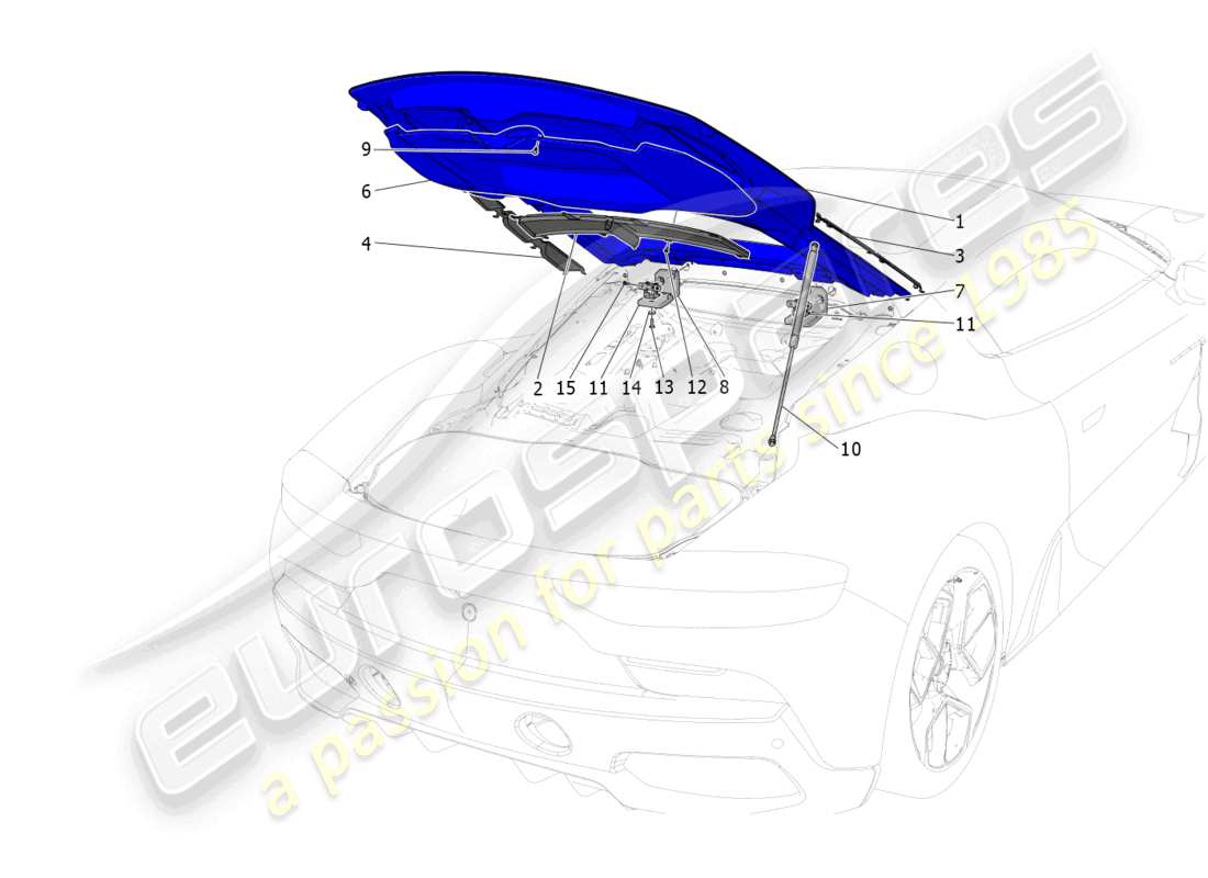 maserati mc20 (2022) coperchio posteriore diagramma delle parti