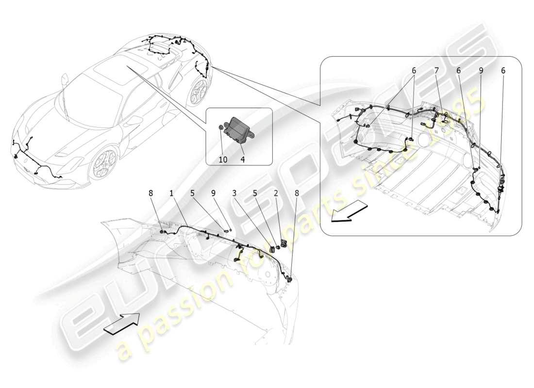 maserati mc20 (2022) sensori di parcheggio diagramma delle parti